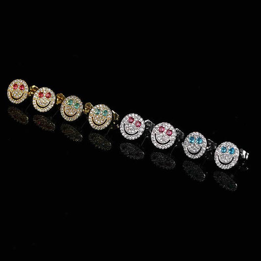 Iced Smile Face Emoji Stud Earrings