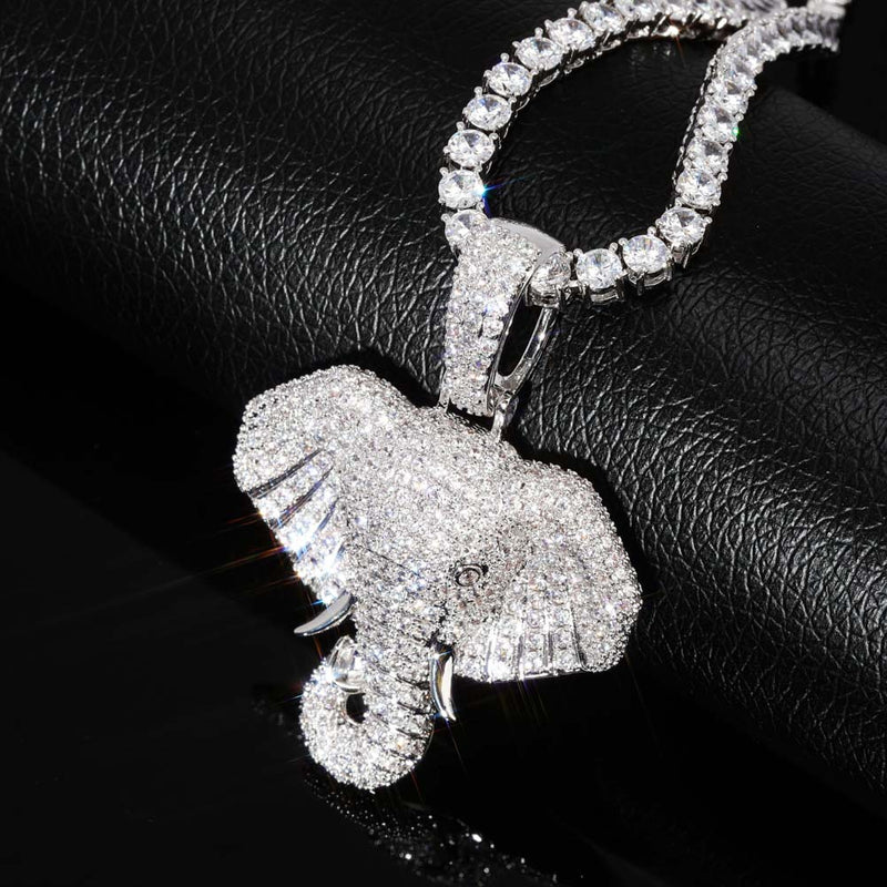 Iced Elephant Head Pendant