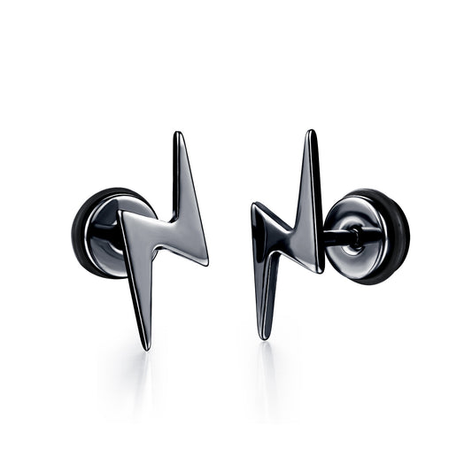 Lightning Bolt Stainless Steel Stud Earrings