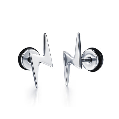 Lightning Bolt Stainless Steel Stud Earrings