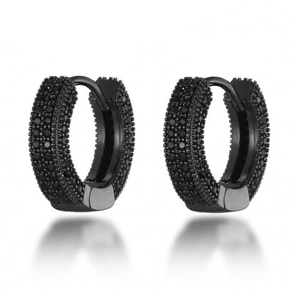 Iced Hoop Earrings in Black