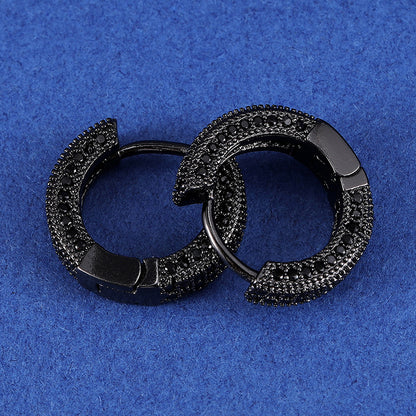 Iced Hoop Earrings in Black