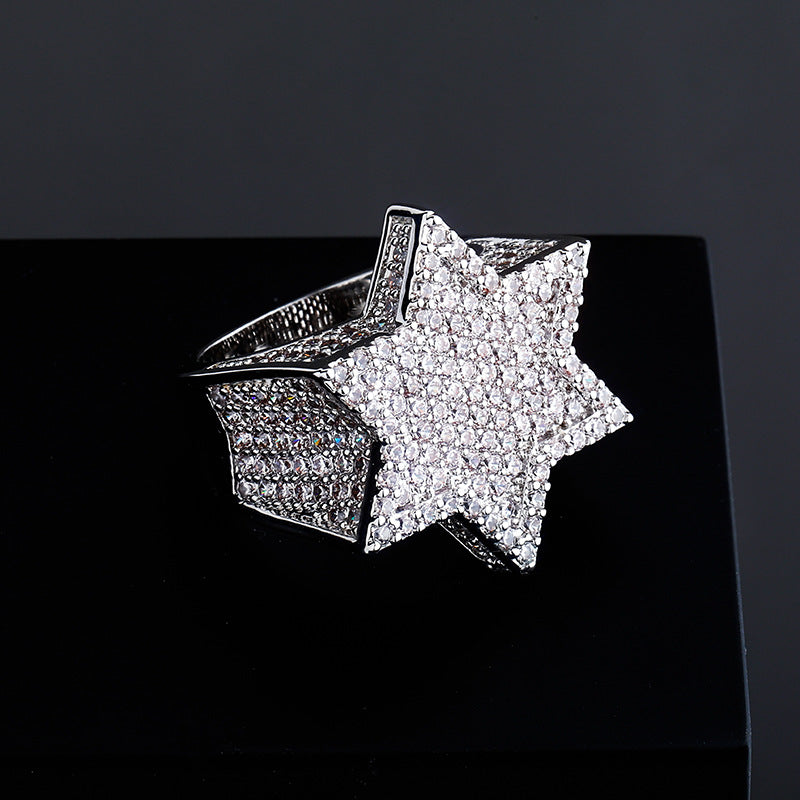 Franklin Star of David Hip Hop Full Gem Ring