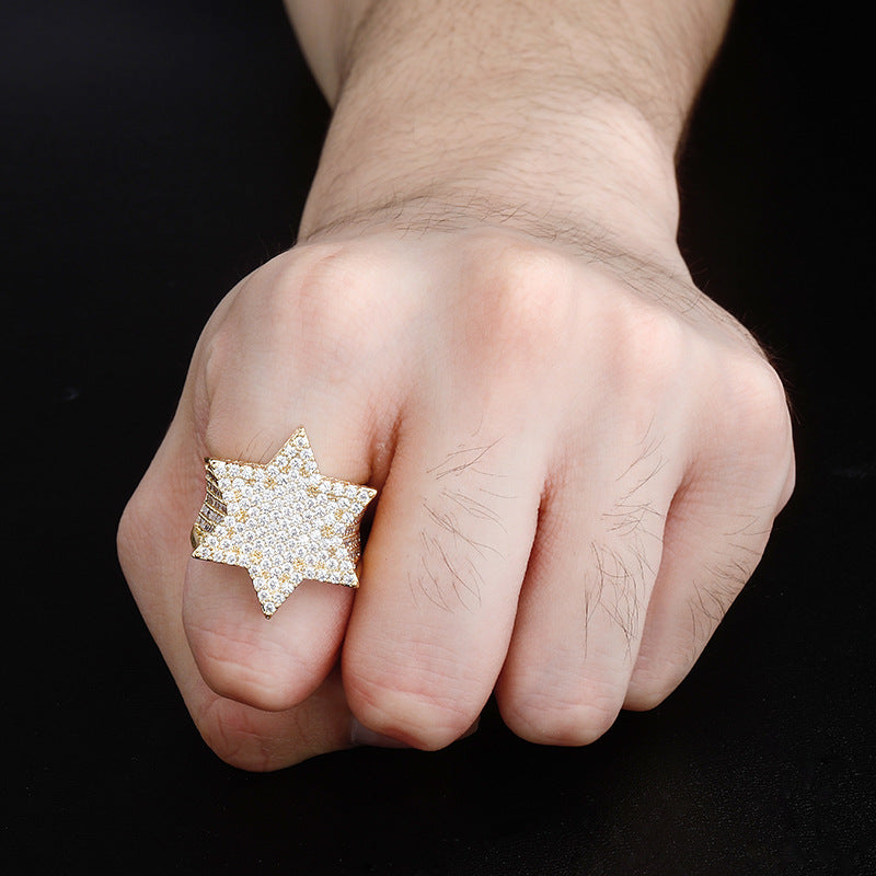 Franklin Star of David Hip Hop Full Gem Ring