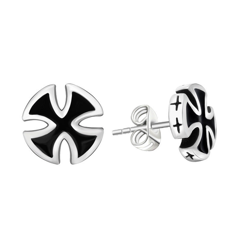 Titanium Steel Cross Stud Earrings