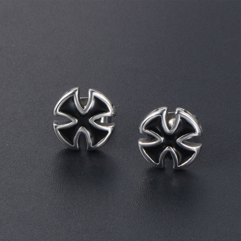 Titanium Steel Cross Stud Earrings