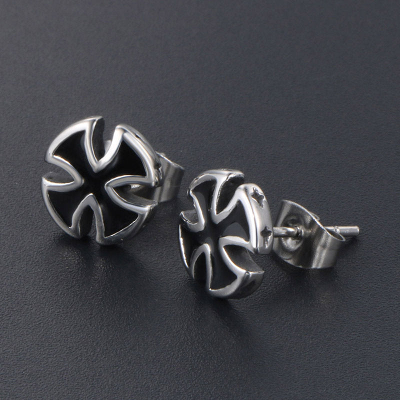 Titanium Steel Cross Stud Earrings