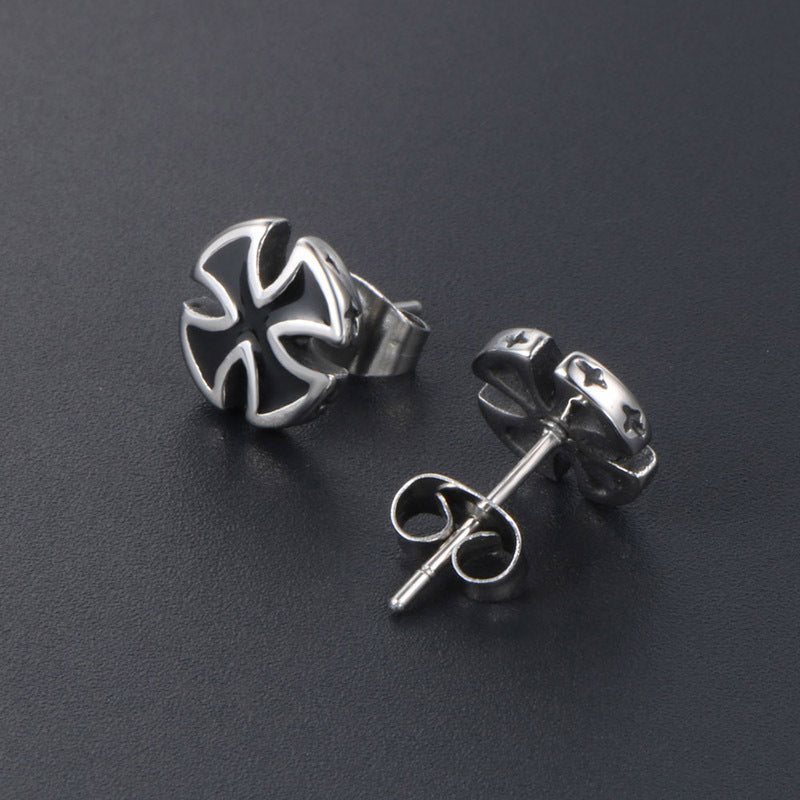 Titanium Steel Cross Stud Earrings