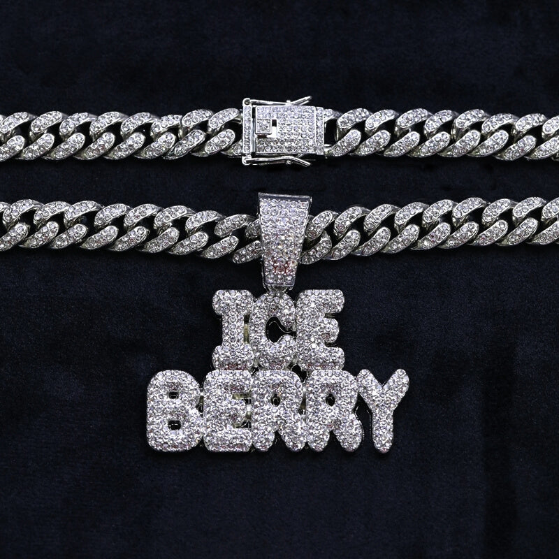 Ice Berry Letters Cuban Chain Hip Hop Pendant