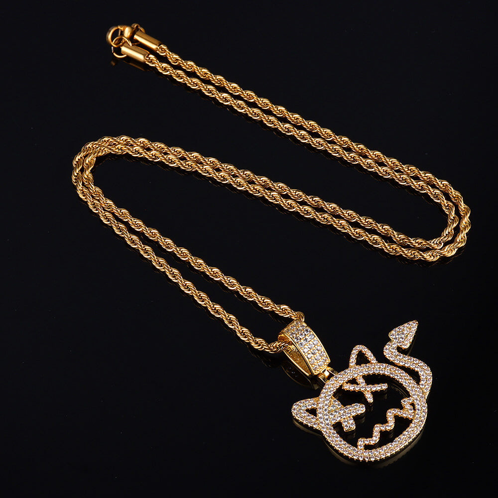 Iced Little Cartoon Devil Pendant