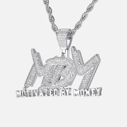 Iced MBM Letter Full Diamond Hip Hop Cubic Zircon Pendant