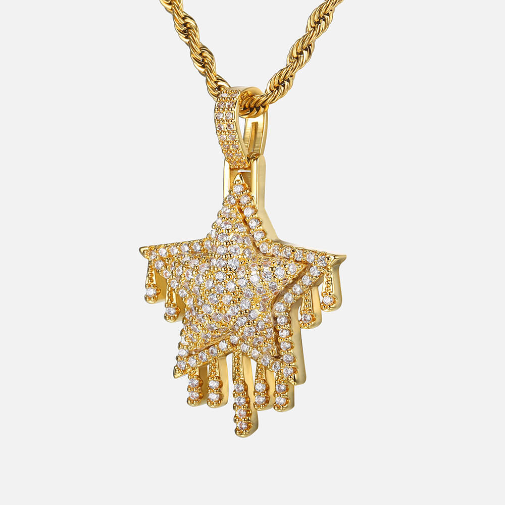 Iced Meteor Shooting Star Five-Pointed Star Pendant