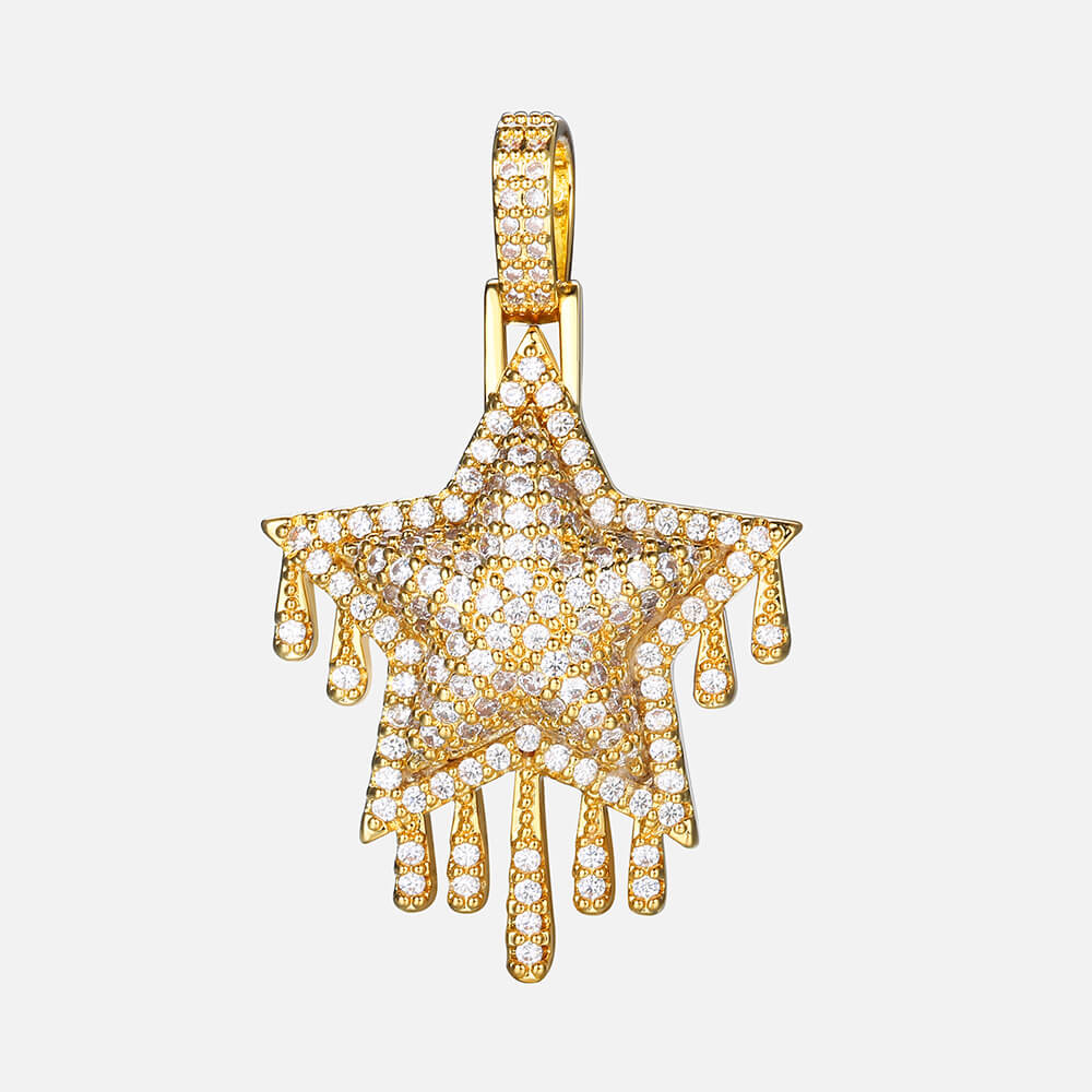 Iced Meteor Shooting Star Five-Pointed Star Pendant
