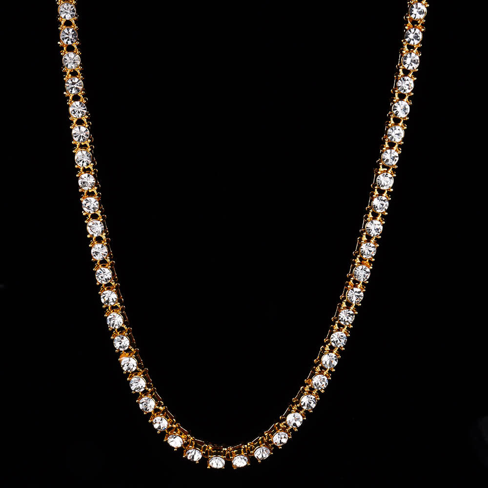 Iced Rhinestone Tennis Chain Necklace