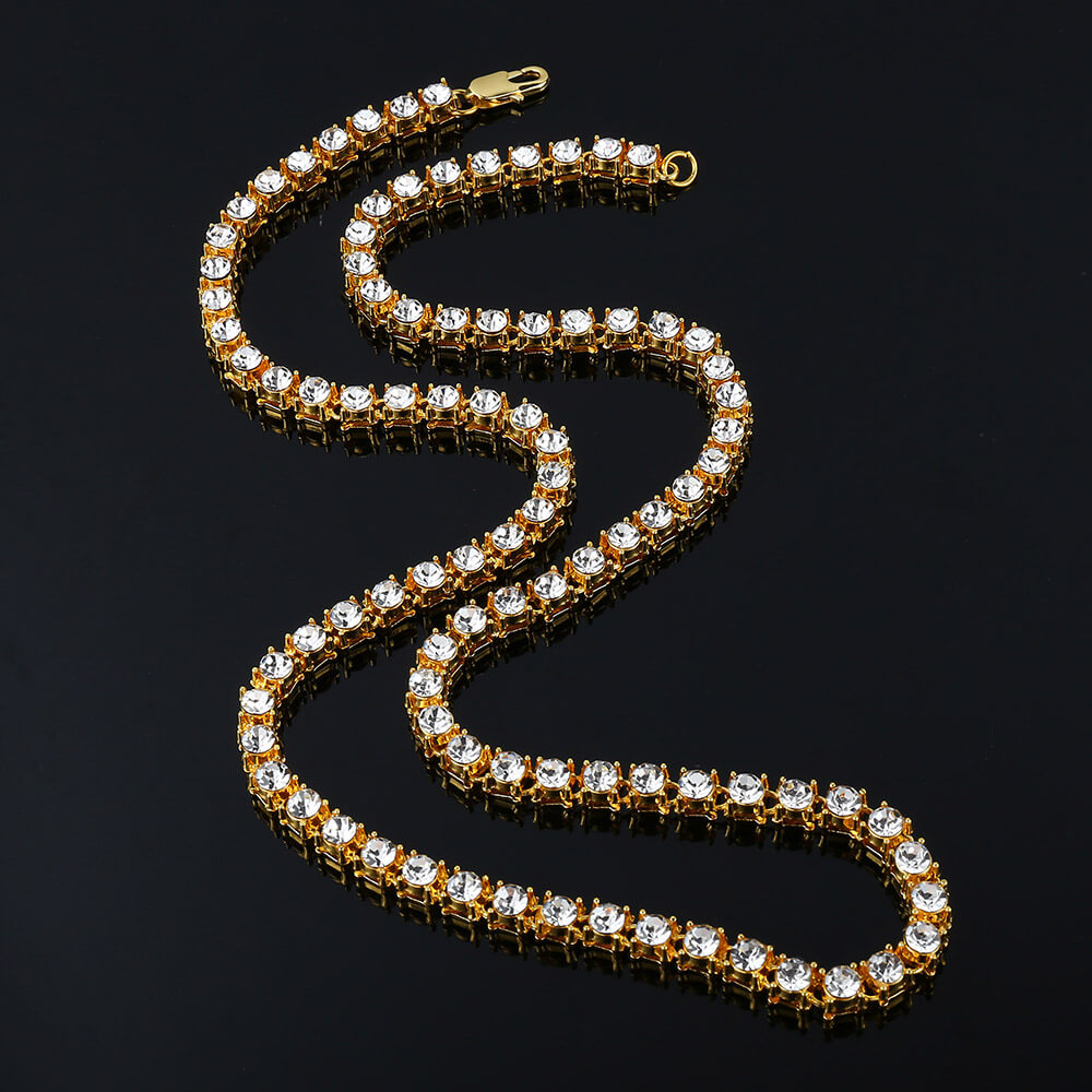 Iced Rhinestone Tennis Chain Necklace