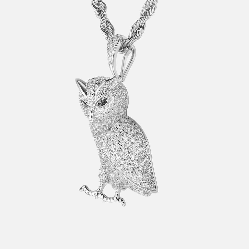 Iced Walking Owl Pendant