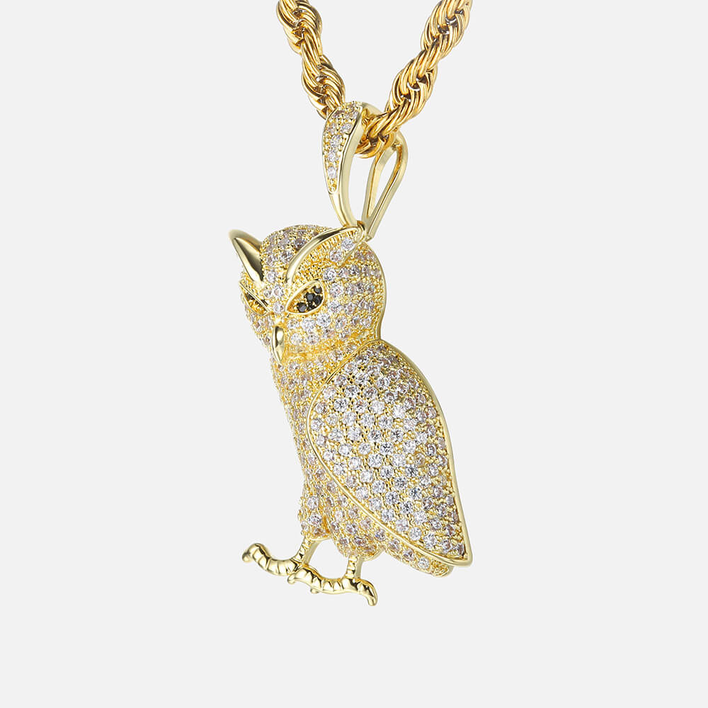Iced Walking Owl Pendant