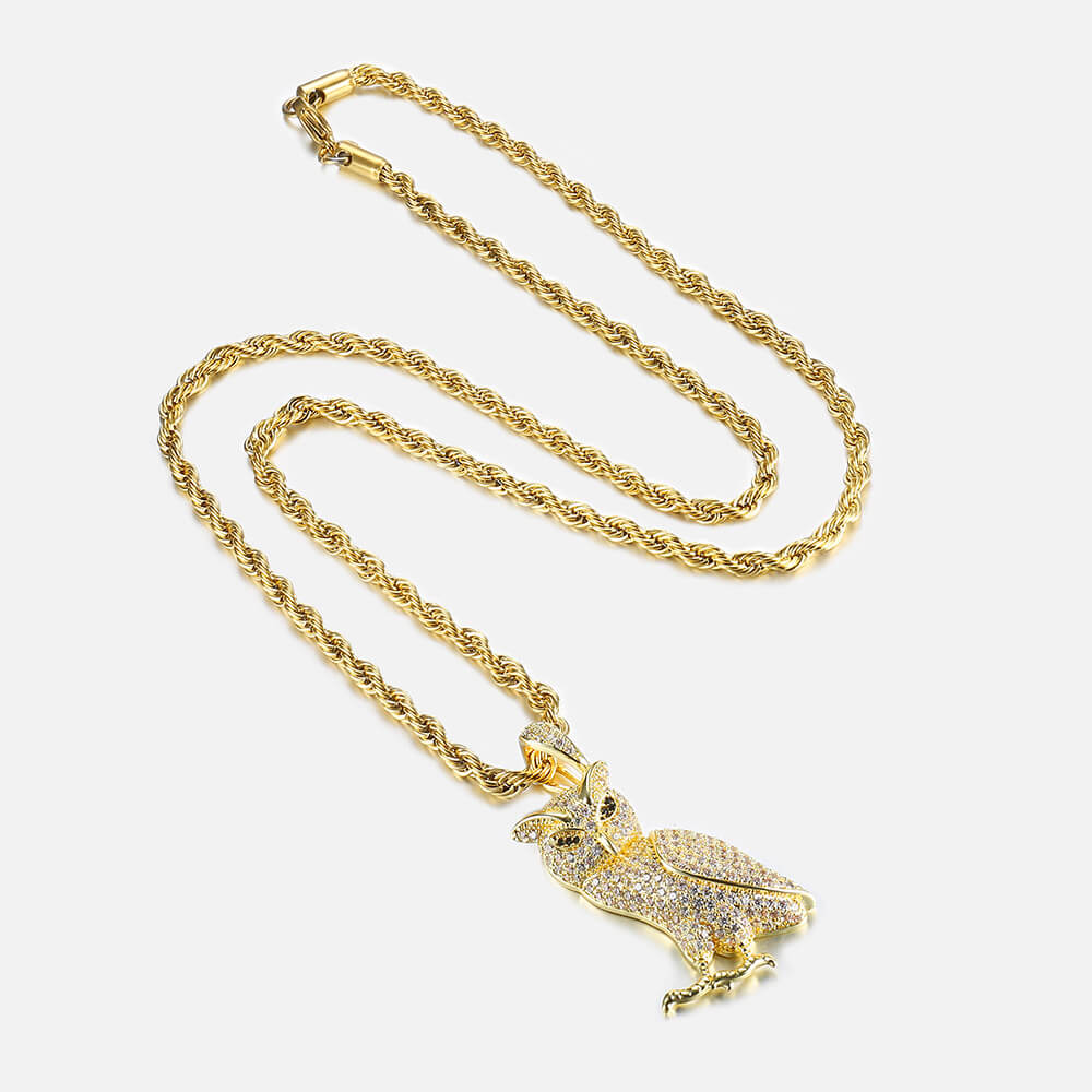 Iced Walking Owl Pendant