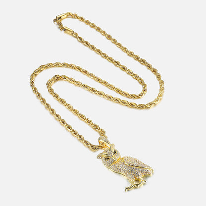Iced Walking Owl Pendant