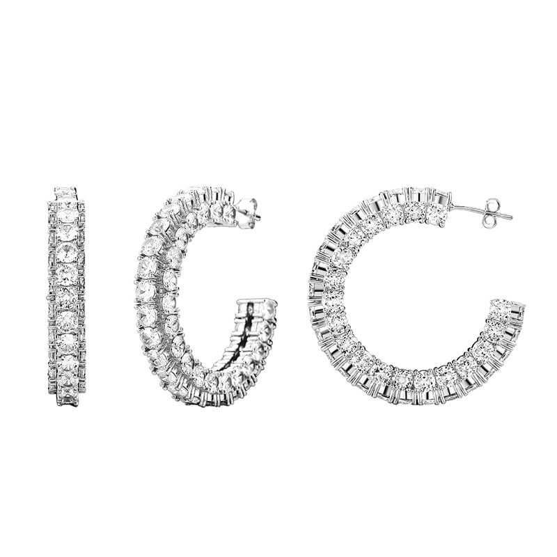 Large Exaggerated Full Rhinestone Hip Hop Earrings