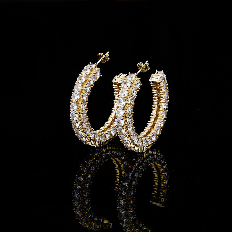 Large Exaggerated Full Rhinestone Hip Hop Earrings
