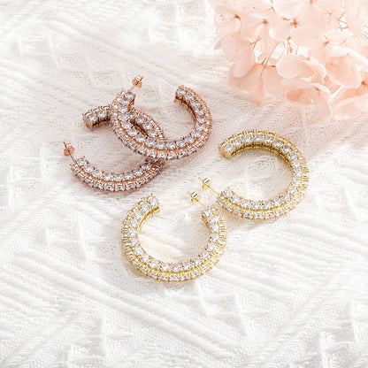 Large Exaggerated Full Rhinestone Hip Hop Earrings