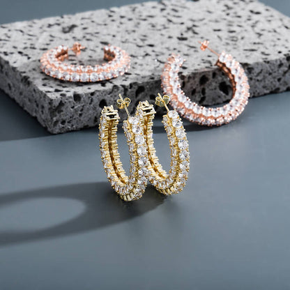 Large Exaggerated Full Rhinestone Hip Hop Earrings