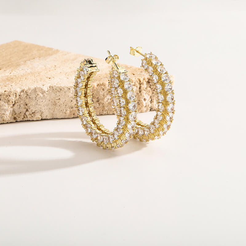 Large Exaggerated Full Rhinestone Hip Hop Earrings