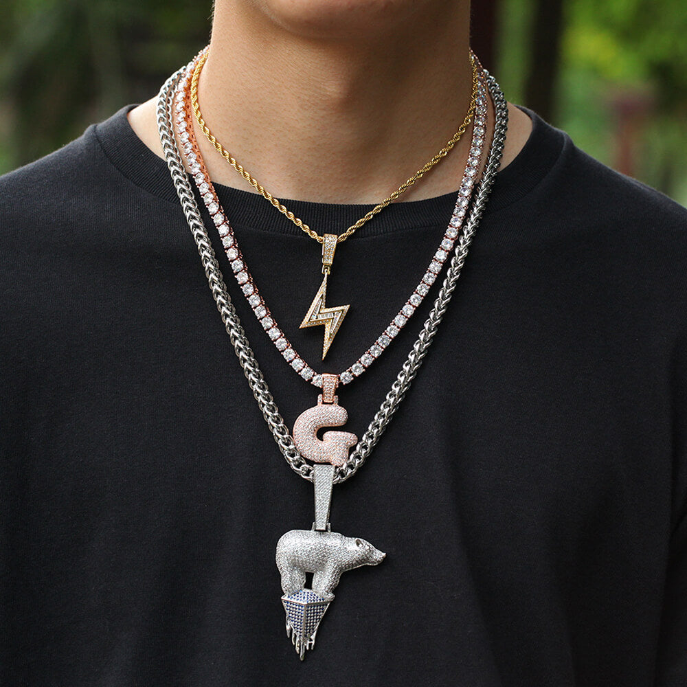 Lighting-Shaped Hip-Hop CZ Pendant