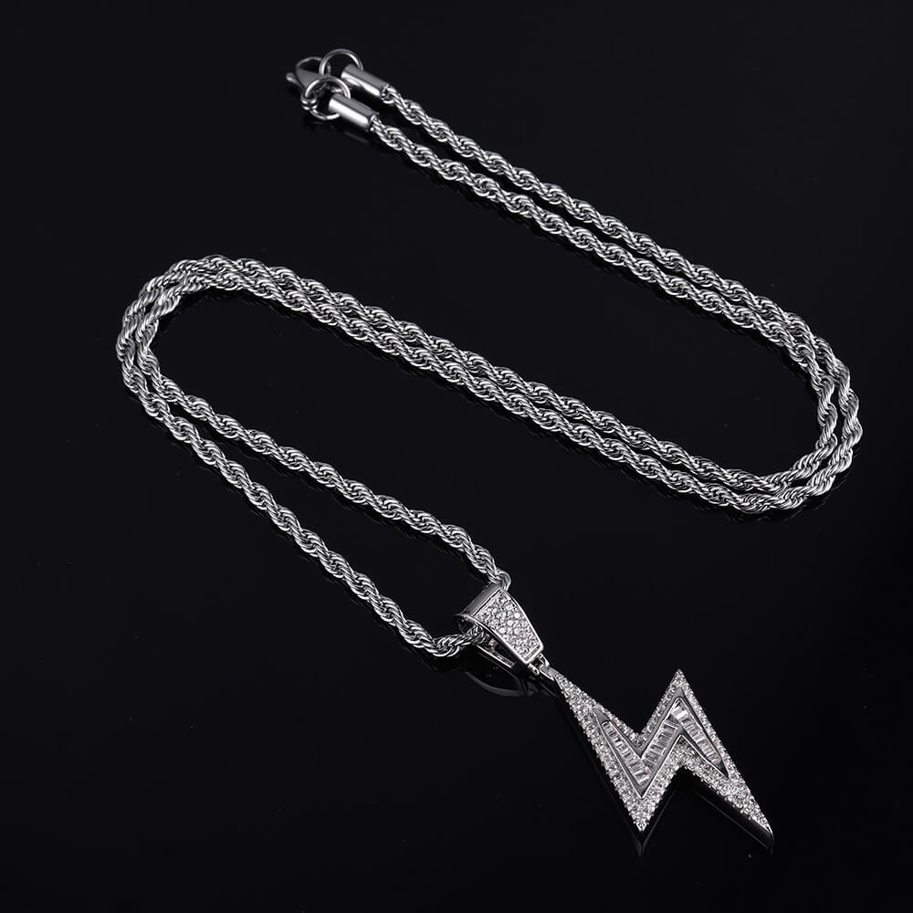 Lighting-Shaped Hip-Hop CZ Pendant