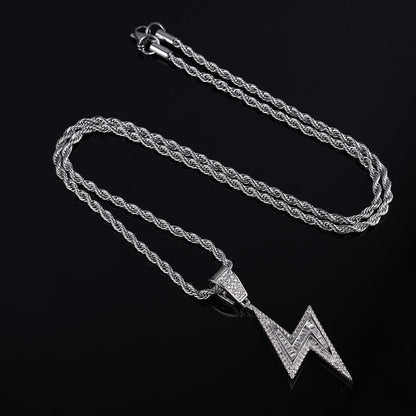 Lighting-Shaped Hip-Hop CZ Pendant