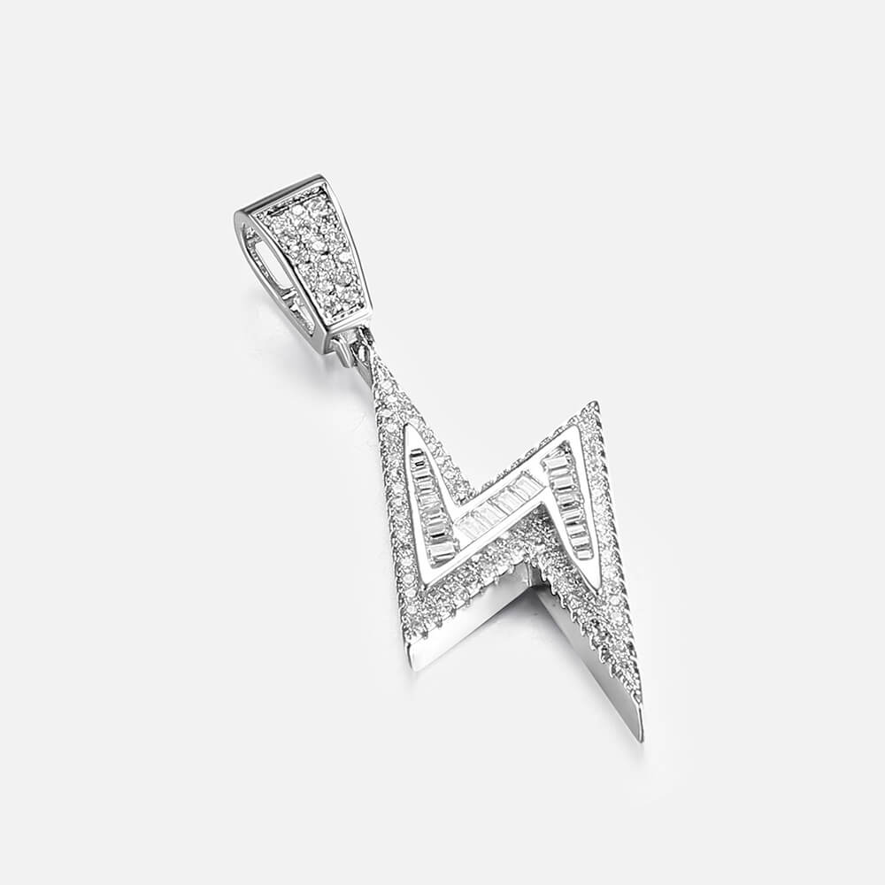 Lighting-Shaped Hip-Hop CZ Pendant