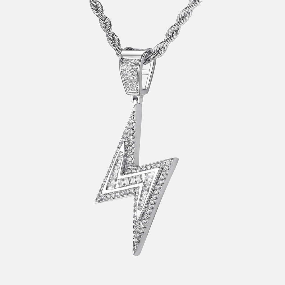 Lighting-Shaped Hip-Hop CZ Pendant