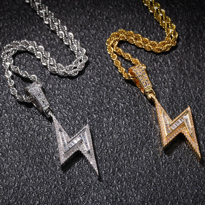 Lighting-Shaped Hip-Hop CZ Pendant