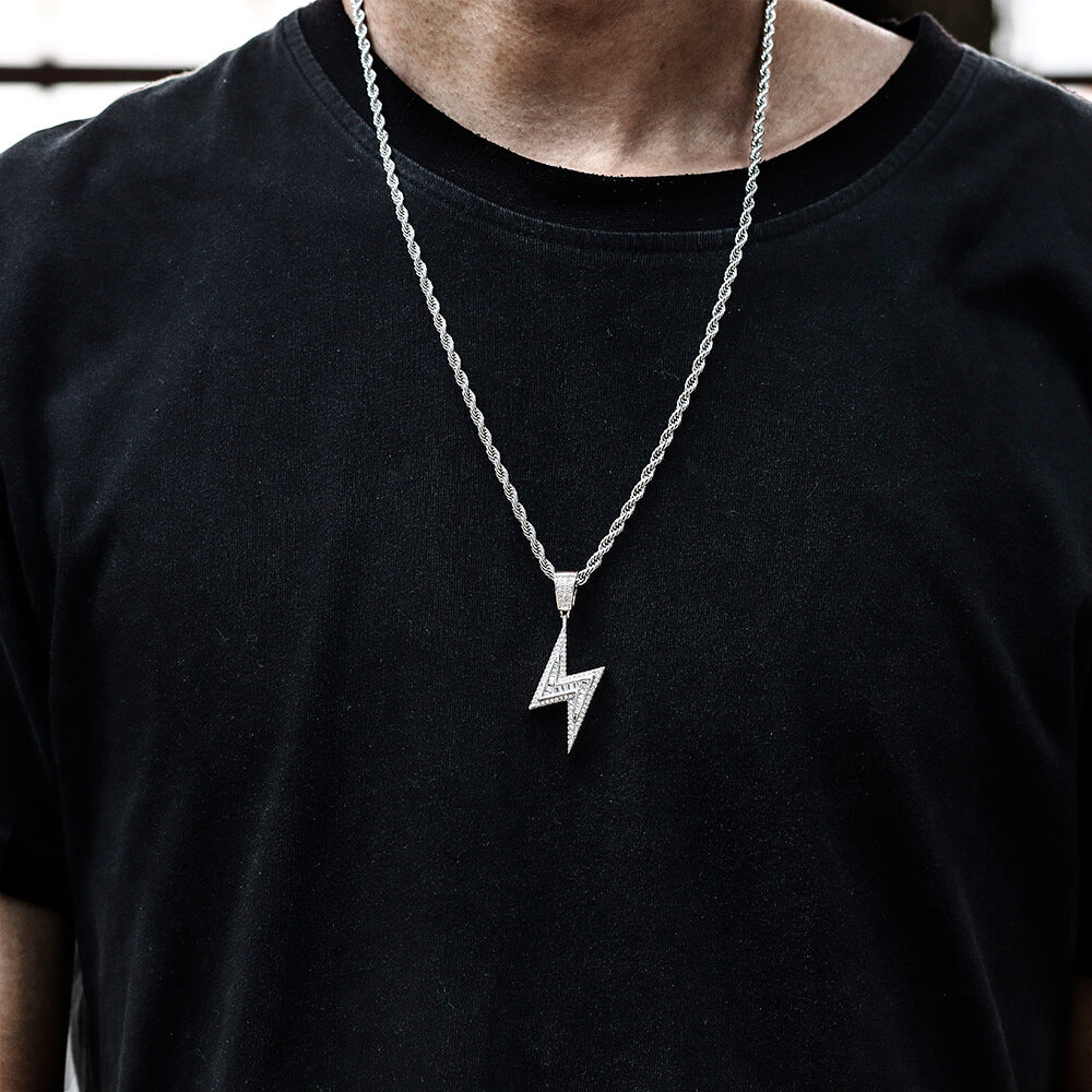 Lighting-Shaped Hip-Hop CZ Pendant