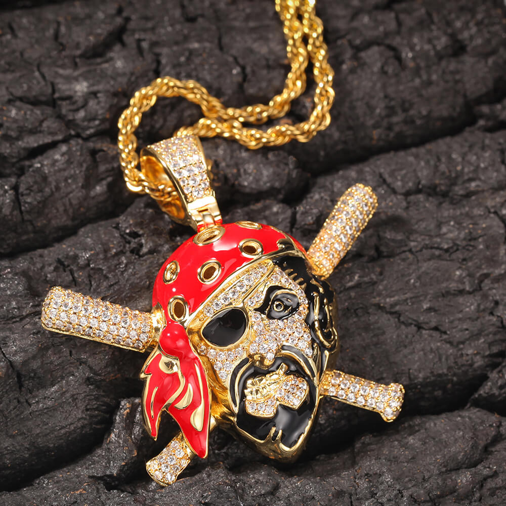 Micro-inlaid Zircon Colored Skull Pirate Pendant