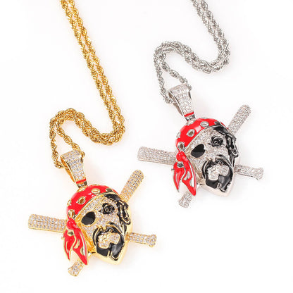 Micro-inlaid Zircon Colored Skull Pirate Pendant