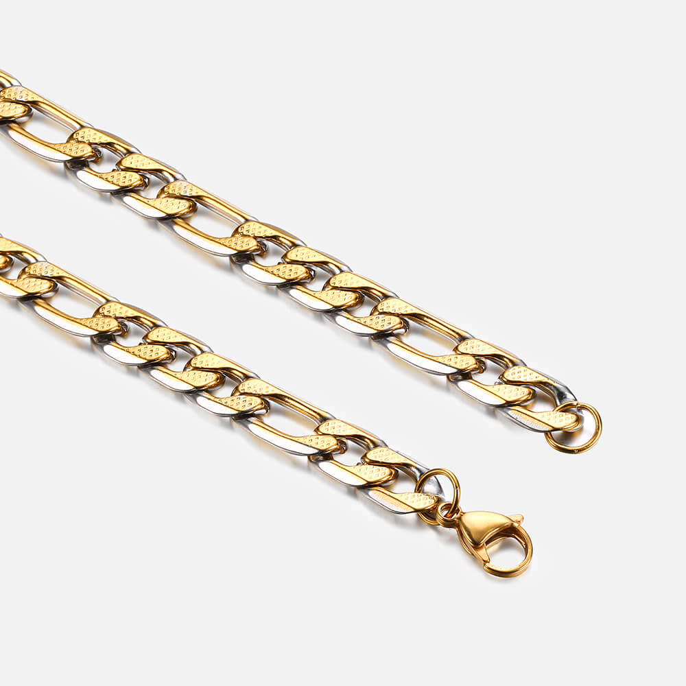 Multi-Size Stainless Steel Figaro Chain in Gold