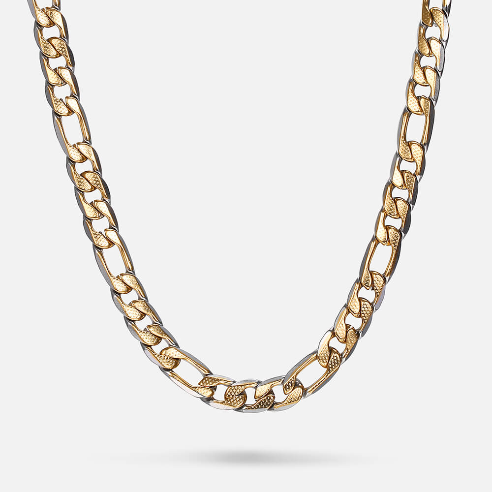 Multi-Size Stainless Steel Figaro Chain in Gold