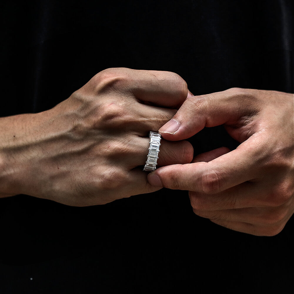 Rectangle Shape Hiphop Full Gems Ring