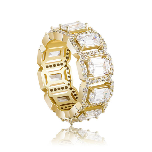 Rectangle Zircon Hiphop Ring