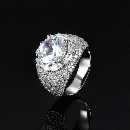 Round Cut & Micro Paved Huge Gem Hip Hop Ring