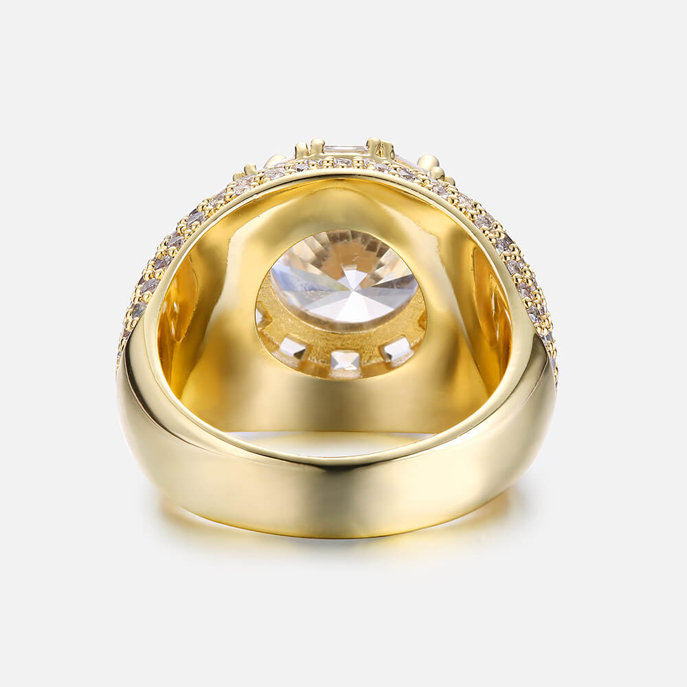 Round Cut & Micro Paved Huge Gem Hip Hop Ring