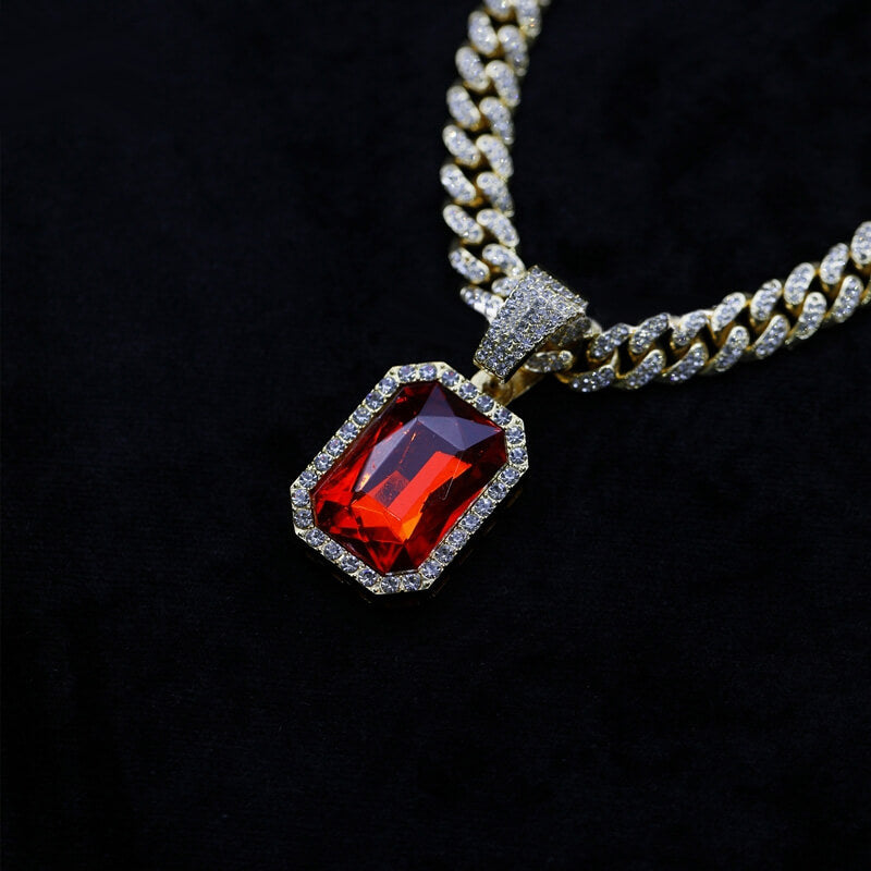 Ruby and Diamond Cuban Chain Pendant
