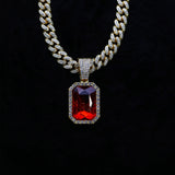 Ruby and Diamond Cuban Chain Pendant