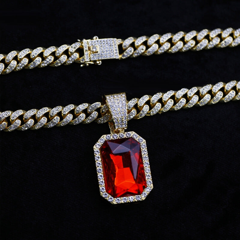 Ruby and Diamond Cuban Chain Pendant