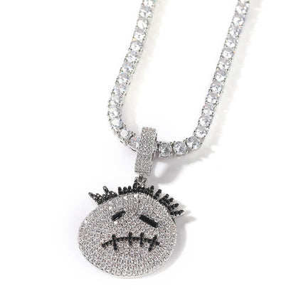 Sad Emoji Diamond Zircon Pendant