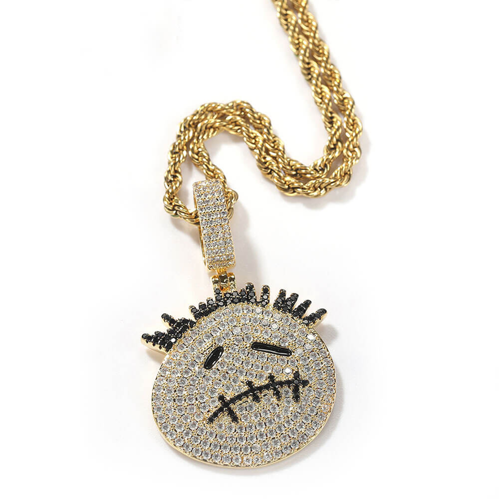 Sad Emoji Diamond Zircon Pendant