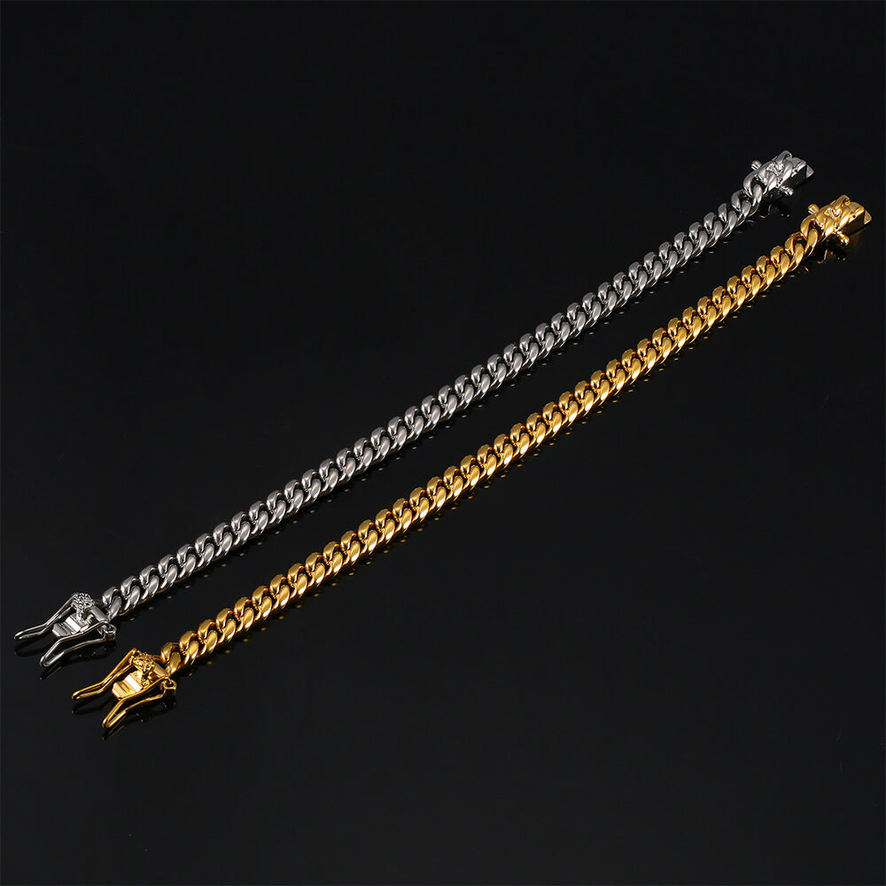 Simple Hip Hop Stainless Steel Cuban Bracelet