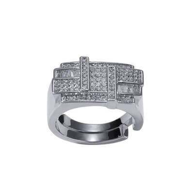Staggered Lines Cz Stone Ring